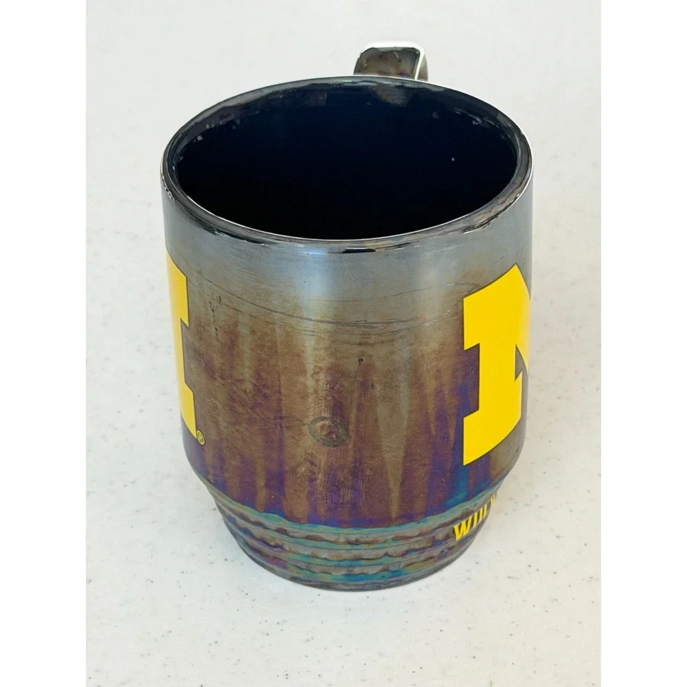 Michigan Wolverines University Iridescent Ceramic Coffee Mug Cup Logo NCAA